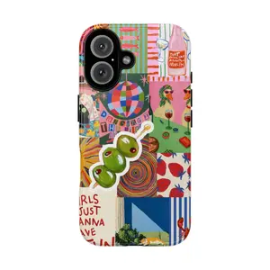 Retro Disco Party & Martini Olives Aesthetic Collage Phone Case for iPhone 17, 16, 15, 14, 13, 12, 11, SE, X XR XS Max 15 Pro Max Samsung Galaxy S20 S21 S22 S24