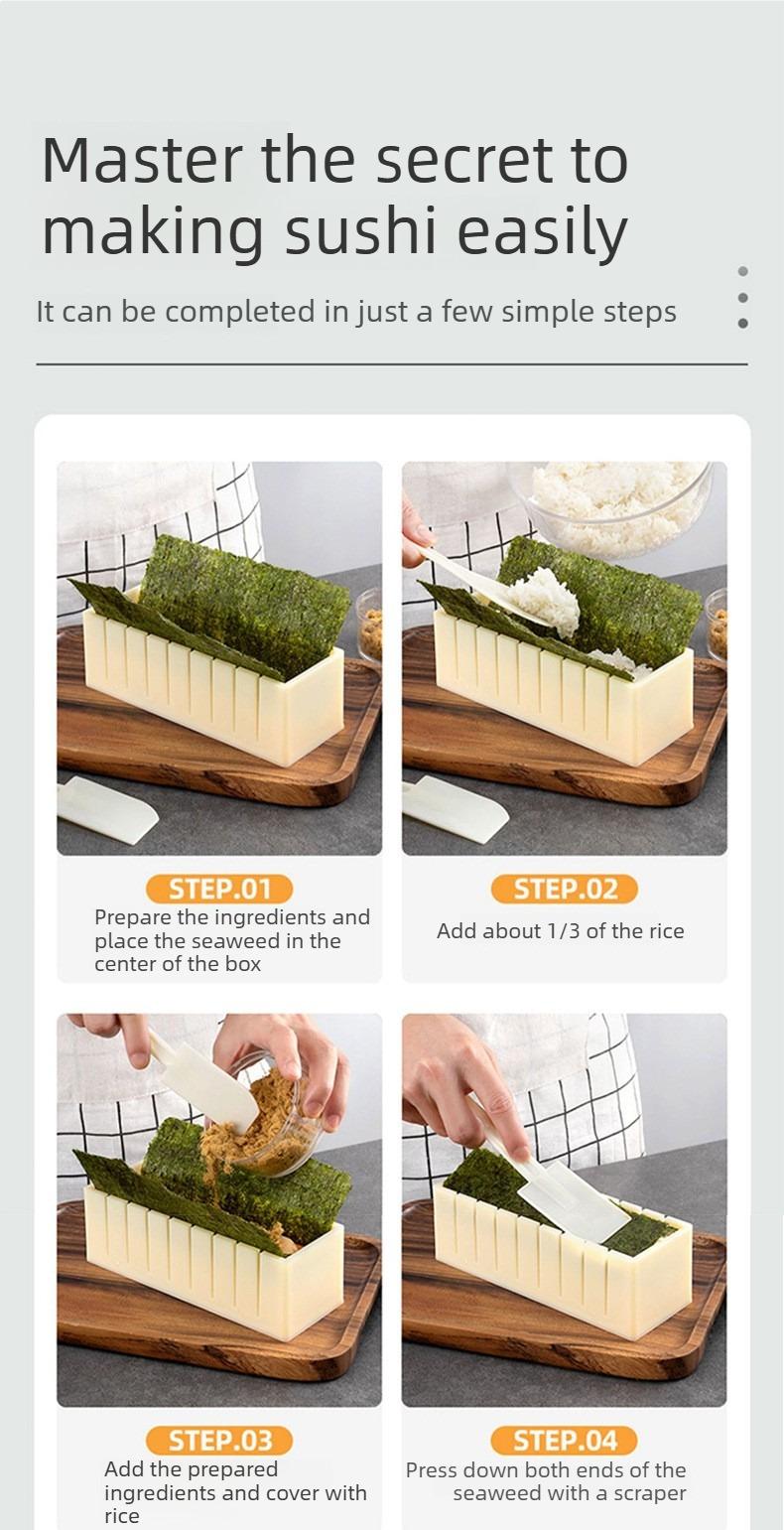 Sushi Mold Household Sushi Tool Set Seaweed Rice Roll Maker Nori Easy Sushi Kit Complete Set for Home Cooking
