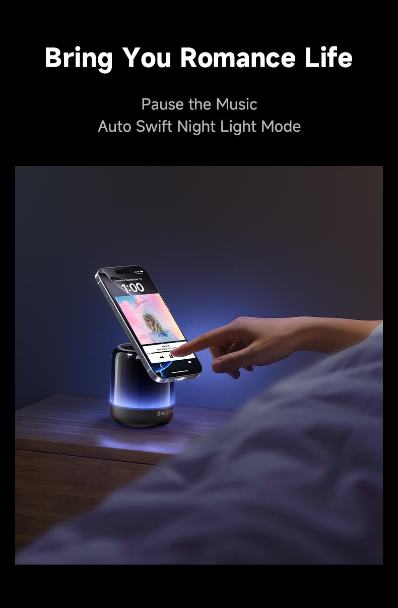 MAGIC JOHN 2025 Upgraded Bluetooth Speaker Phone Stand & Phone Holder, 5.3 Connectivity, 360° Surround Sound, suit for iPhone/Android, Gift for lady/women/men/elder/friends