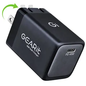 GEARit 45W USB-C Super Fast GaN Charger with Advanced Safety Features, Compatible with iPhone, Samsung, and other Electronic Devices, Type C Charger Smartphone Cellphone