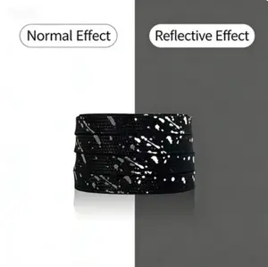 Splatter Ink Reflective Shoelaces | Black & White Gradient Trendy Flat Laces | Fits Sneakers & Skate Shoes