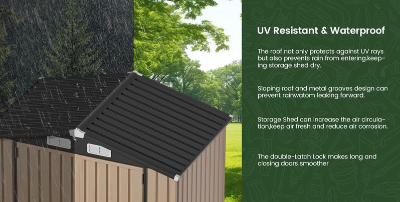 GVDV 6x4 FT Outdoor Metal Storage Shed, Durable Garden Shed with Updated Frame Structure for Backyard, Patio, Tool Storage, All-Weather Shelter for Bike, Gardening Tools, Equipment, Pet