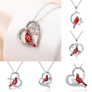 Heart-Shaped Cardinal Pendant Necklace | Exquisite Gift for Valentine’s Day & Anniversaries