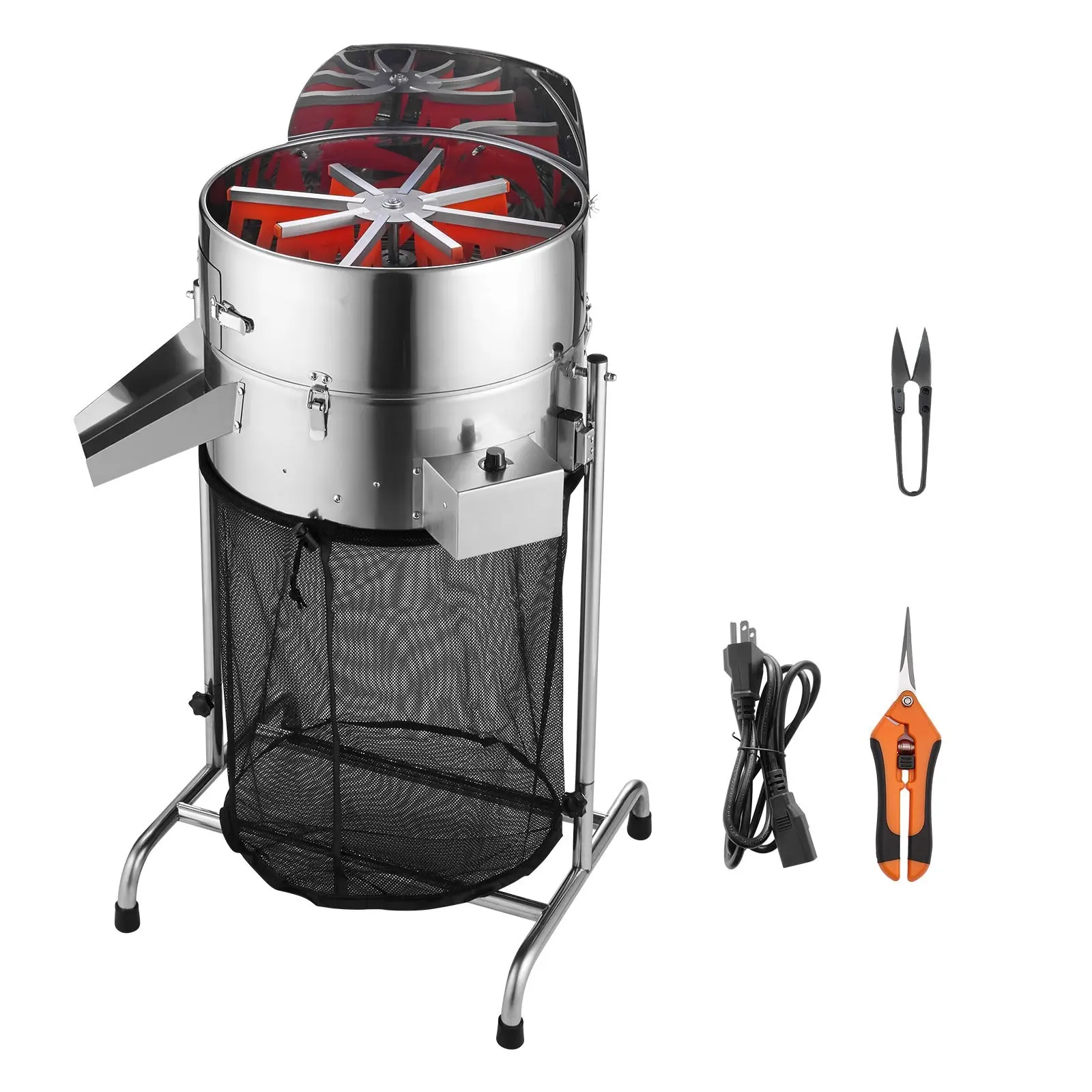 Electric Bud Leaf Trimmer For Garden And Hydroponics, 18-Inch Tiltable Trimmer With Sharp Stainless Steel Blades, Adjustable Speed, Quiet Operation, Includes Collection Bag, Pruner And Scissors, For Leaves And Buds, Herbs