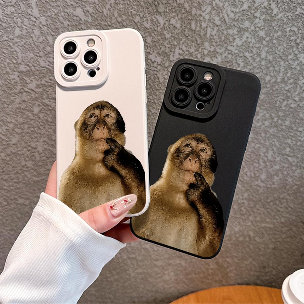 Cute Monkey Meme TPU Soft Silicone Smartphone Cover - Shockproof, Full Protection Cellphone Accessory, Compatible with iPhone 17,16,15 Pro Max,14,13,12,11,X,Plus,Mini