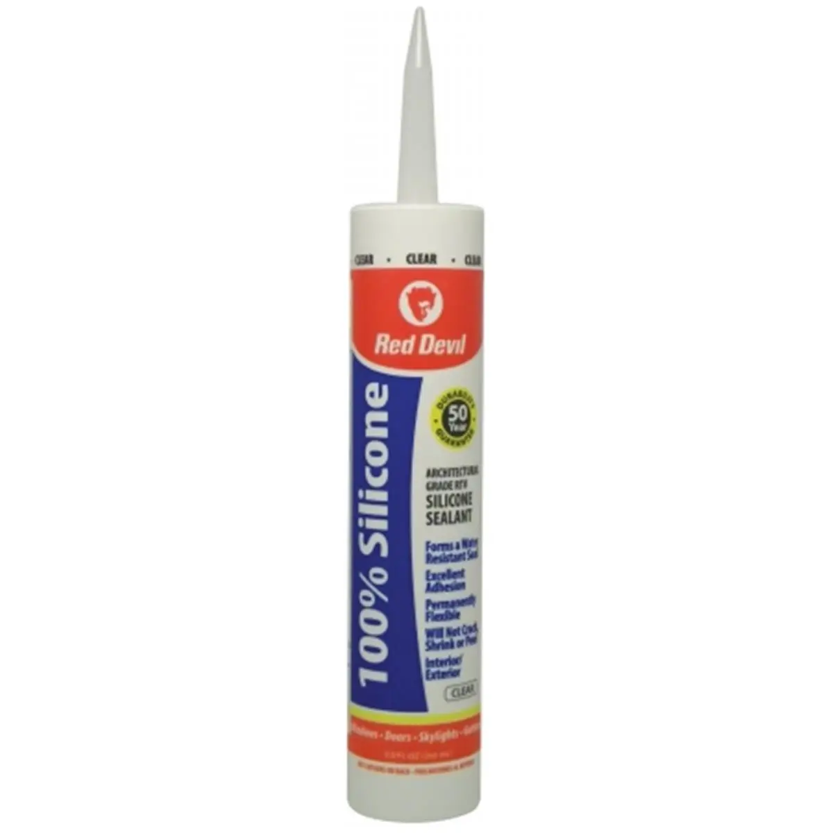 Red Devil 0826 100 Percent Clear Silicone Sealant, Multipurpose Use, Strong Adhesive, Waterproofing
