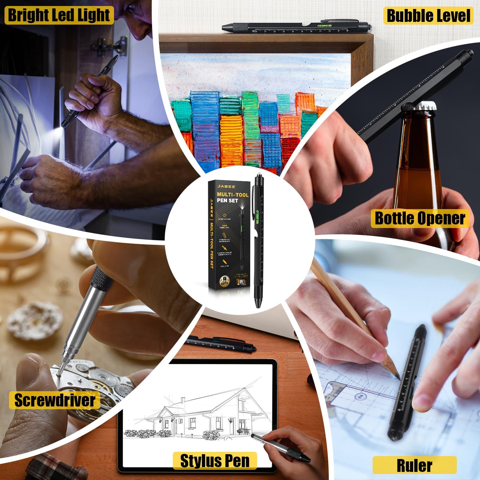 9 in 1 EDC Multitool Pen with LED Light | USB Stylus Ballpoint Pen for Office & Outdoor | Cool Gadgets Gifts for Men