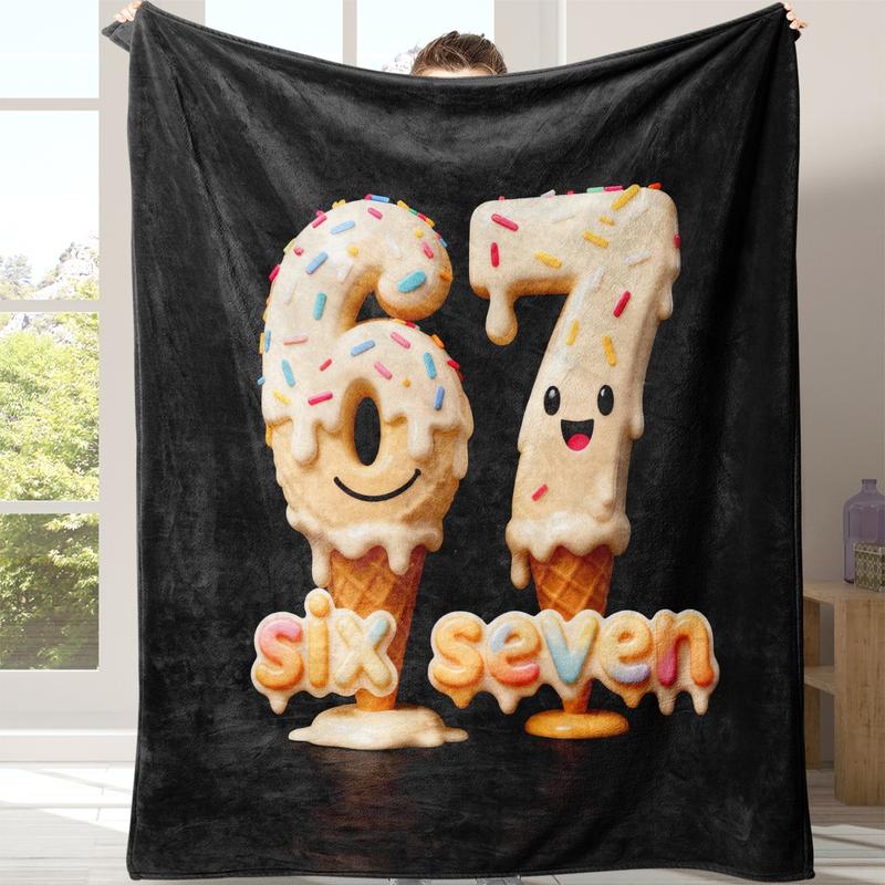 Six Seven Soft Flannel Blanket for Sofa Bed, Warm and Comfortable Nap Blanket, Lightweight Travel Camping Cover, Home Office Chair Bed Throw, Soft Fluffy Blanket, Warm Napping Blanket