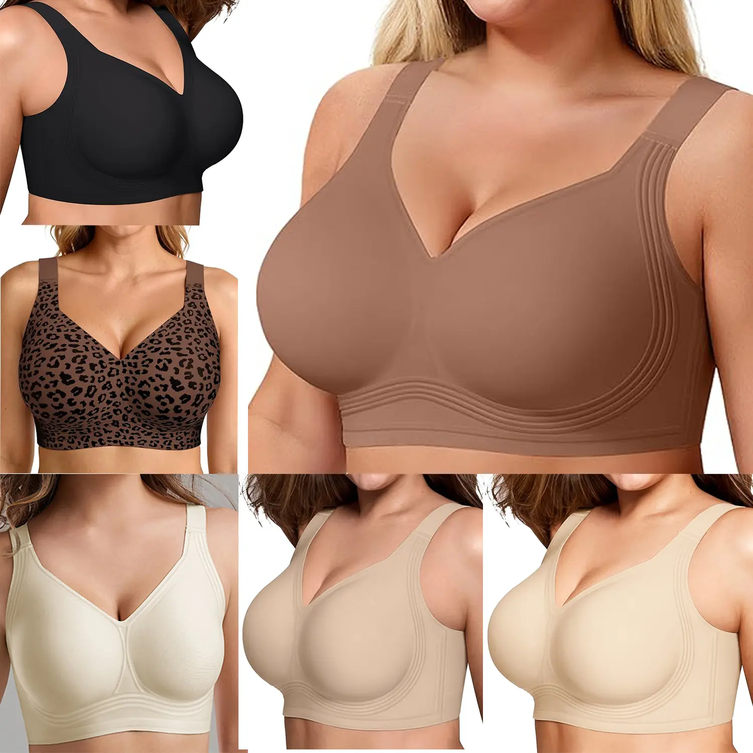 2026 Bras for Women Supportive Jelly Wireless Push Up Bra Full Coverage No Underwire Seamless for Women Plus Size M-4XL and Normal Size S-3XL (3/4 Coverage)T-shirts Bras Deep V Everyday Bras Womenswear,Comfortable