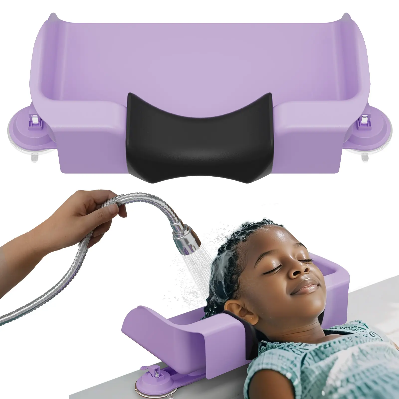 Plastic Portable Shampoo Bowl with Neck Support, Hair Washing Station for Kids & Elderly Women