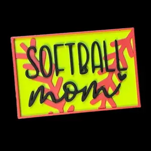 Velcro Bag Patch - Softball Mom with Hook Side Adhesive 2”x3”