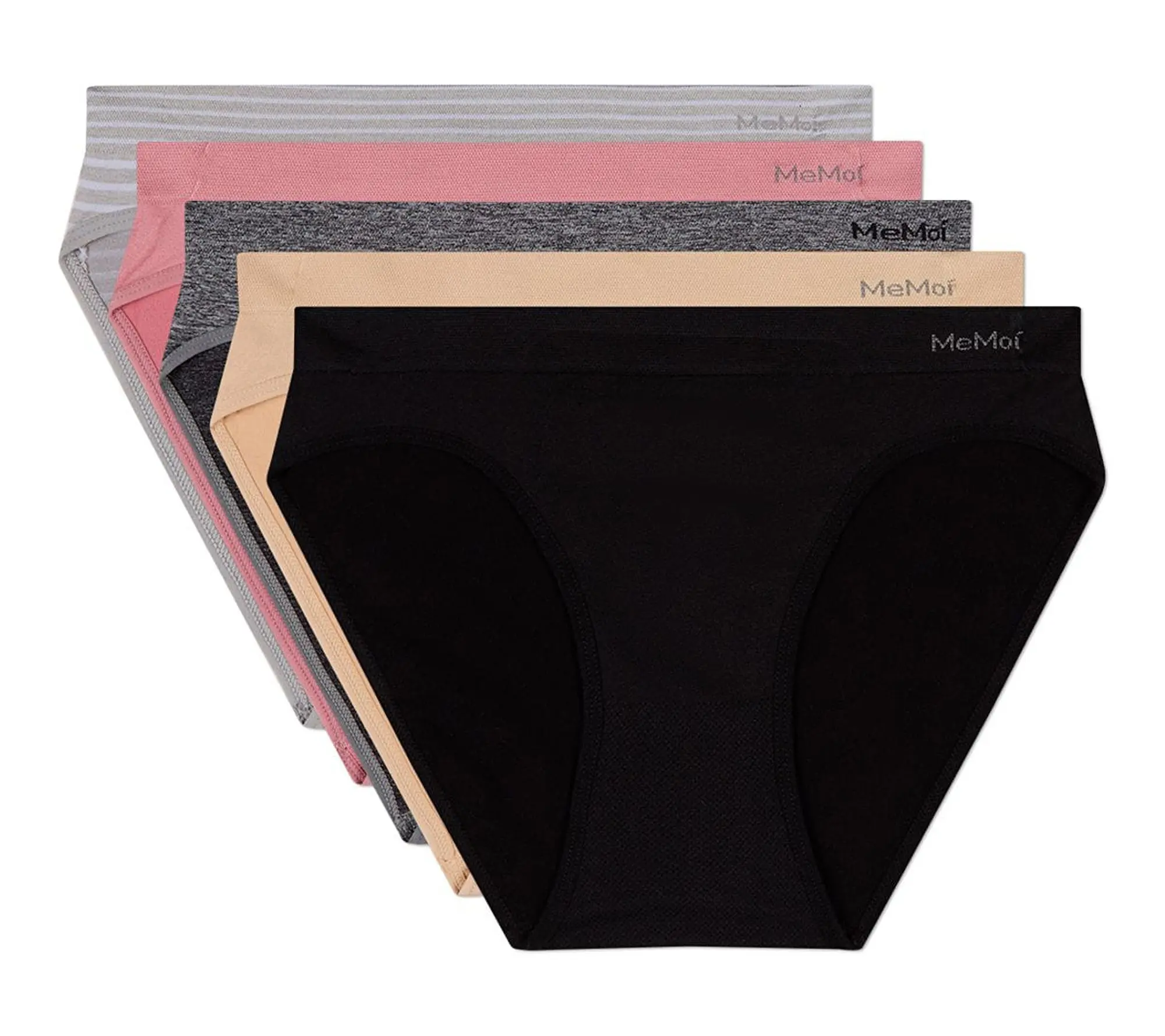 Memoi Women's Set of 5  Seamless Tag-Free Bikini Panties