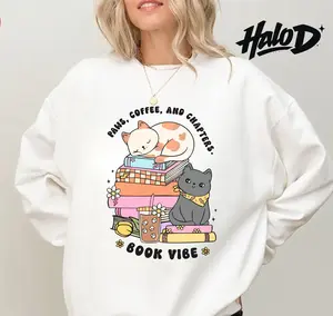 Cats Book Vibe Sweatshirt – Cute Reading Cats, Cozy Unisex Book Lover Gift