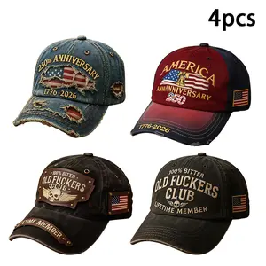 250th Anniversary 1776-2026 Distressed Denim Baseball Cap for Men American Flag Embroidery Vintage Washed Relaxed Fit Daily Casual Outdoor Spring Summer History Enthusiasts Patriotic Fans Fathers Husbands Friends