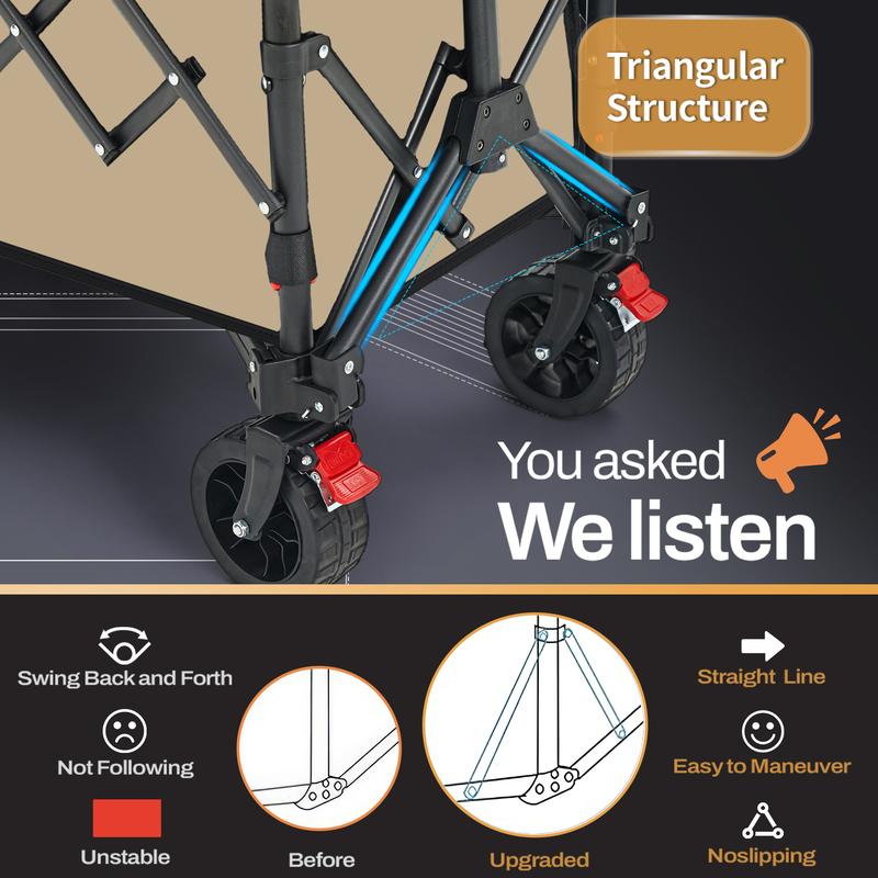 ONAIL Foldable Wagon Cart, 360lbs Capacity, Collapsible Design, Big All-Terrain Beach Wheels, Portable Camping Cart for Shopping,Sports,Picnic,Fishing