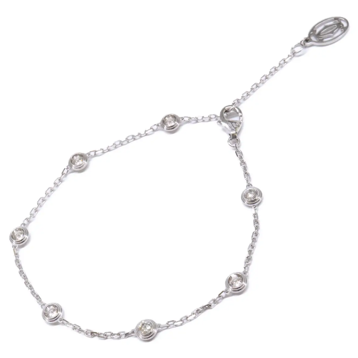 Pre-owned Cartier 18K White Gold (Au750) Small Leather Goods Diamants d’Amour 18K White Gold Diamond Bracelet