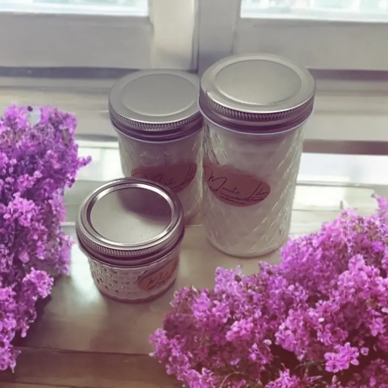 Manito Lilac Coconut Apricot Wax Candle - Hand-Poured with Lilac, Honeysuckle, and Lily of the Valley Aromas