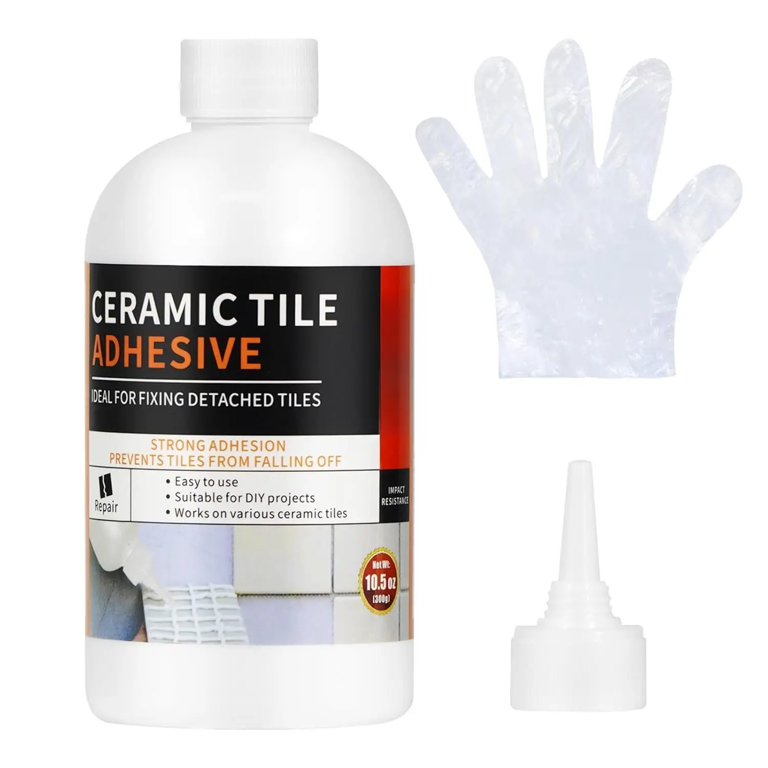 Heavy Duty Tile Adhesive Glue, 10.5 Oz Versatile Constuction Adhesive for Concrete, Tile, Floor & Wall, Quick Fix for Loose & Hollow Tiles, , Laminate Flooring