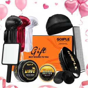 Strong Hold Wave Pomade for Men, Easy Wash 360 Wave Training Hair Cream Moisture, Silky Shine, Brush and Durag Cap Set Afro Curl Defining Mousse Valentinesday Gift