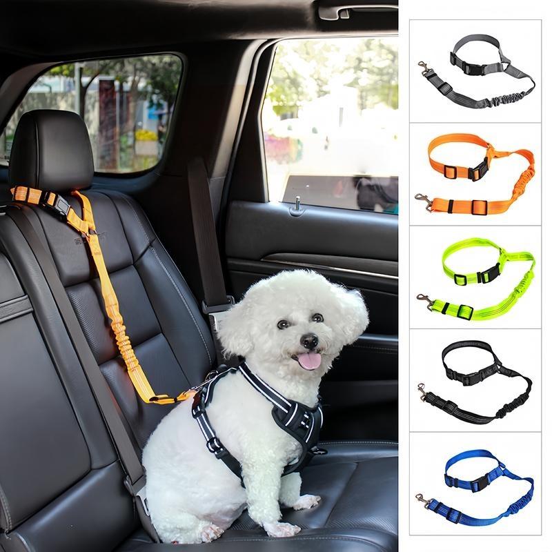 2 Packs Pet Dog Cat Seat Belts, Car Headrest Restraint Adjustable Safety Leads Vehicle Seatbelt Harness. (Cats Included)-MM