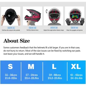 Youth Kids Motocross Helmet - Adult Dirt Bike Full Face Helmet w/ Goggles, Gloves & Mask