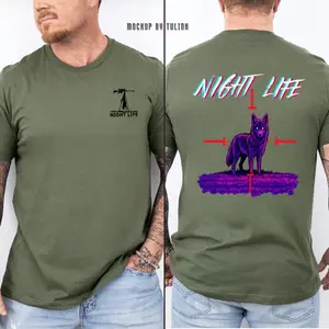 Coyote Night Life Hunting T-Shirt – Thermal Camo Predator Hunter Graphic Tee, Neon Night Hunt Shirt
