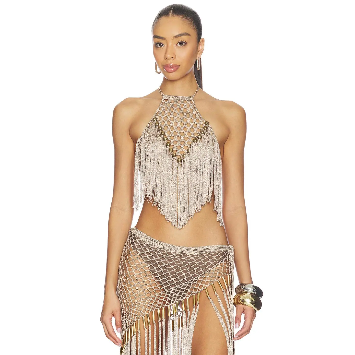 My Beachy Side Aria Hand Crochet Halter Top in Bronze