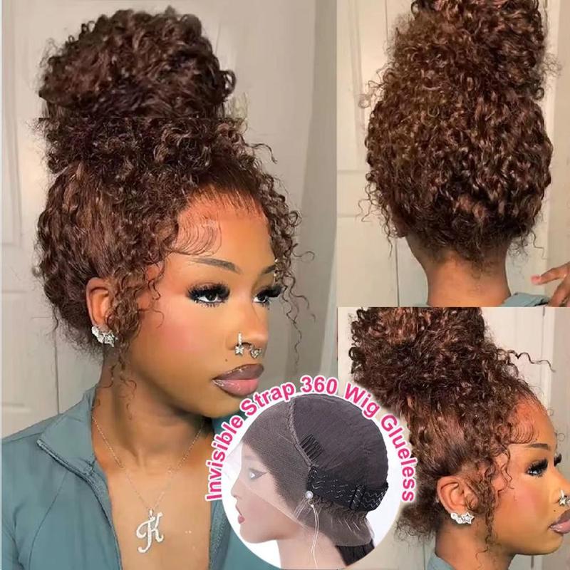 【Fall Trend Hair Color】Ashimary Water Wave Invisi-Strap Snug Fit 360 Lace Frontal Pre-Cut Bleached Knots Chocolate Brown Glueless Lace Wig Invisible Lace Wig, Human Hair Wig
