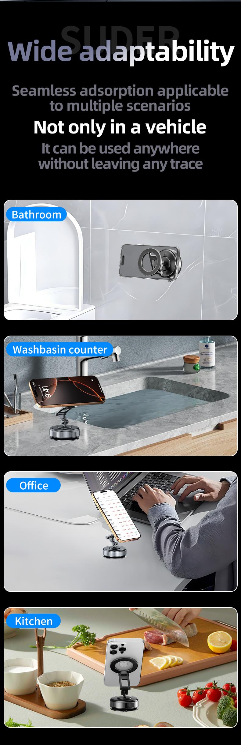 Magnetic Phone Holder with Magsafe, 360° Rotating Adjustable Car Phone Mount, Compact Size, Convenient Car Installation, Compatible with Android/Samsung Mobile Phones and iPhone 17 16 15 14 13 12 Series