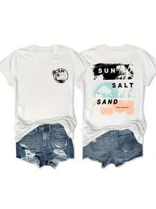 Plus Size Coconut Graphic Tee - Soft & Flattering Round Neck Short Sleeve Top with Two-Sided Print, Cute & Stylish Design for Women, Perfect for Casual Outings and Body Positive Fashion.