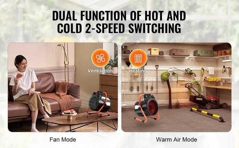 VEVOR Greenhouse Heater with Thermostat 1500W Fast Heating Overheat Protection 2-Speed Setting Small Grow Tent Heater Electric Portable Fan for Green House Flower Room Workplace VEVOR Greenhouse Heater with Thermostat 1500W Fast Heating Overheat Protection 2-Speed Setting Small Grow Tent Heater Electric Portable Fan for Green House Flower Room Workplace