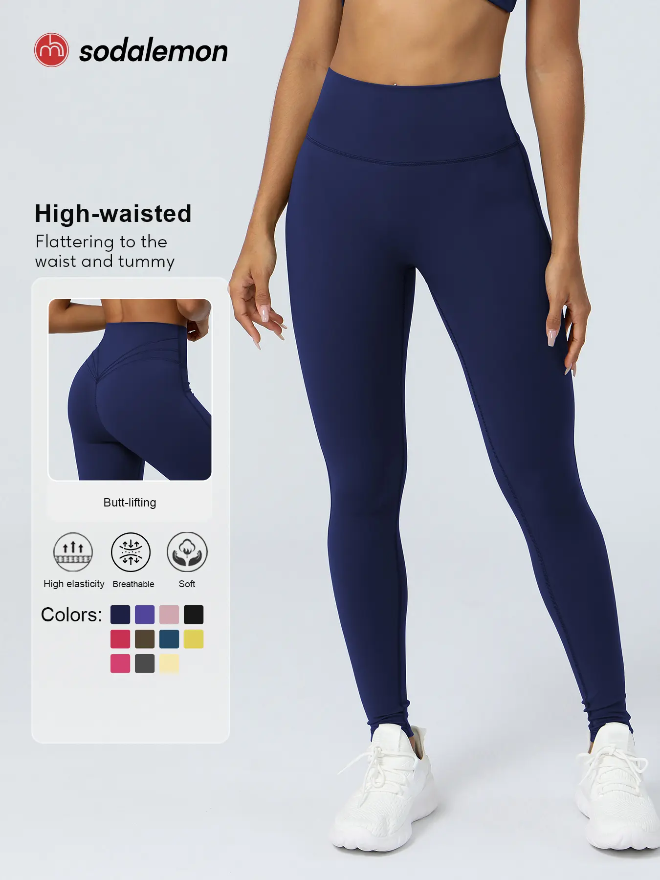 Sodalemon Women's High-Waisted Peach-Shaped Butt-Lifting Leggings, Soft Athleisure Wear for Gym Workouts & Womens Fitness, Body Goals, Gym Baddie, Quick Dry, M, Lower Body Workout, Sporty Chic,back to school,back to school haul