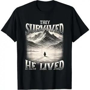 100% CottonThey Survived He Lived - Trending Nihilist Penguin Meme T-Shirt