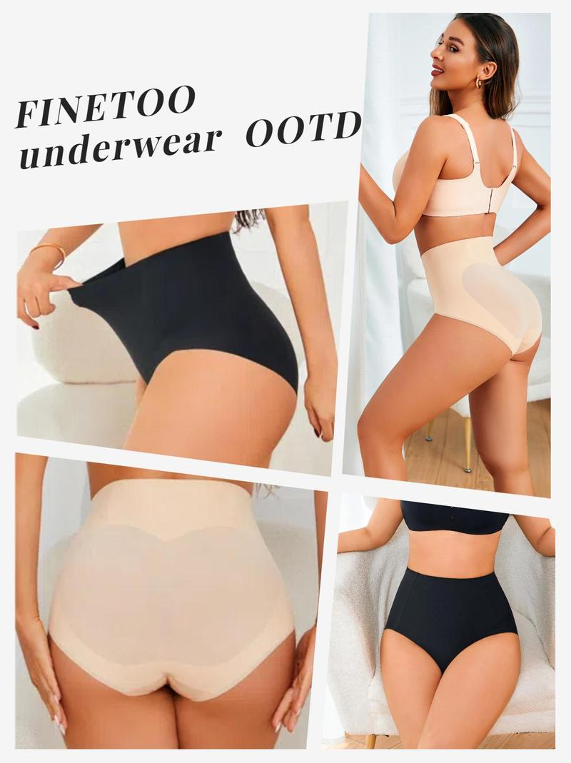 FINETOO Seamless Underwear High Waist Full Coverage Minimalist Skin Fit Stretch Briefs S-3XL Non-Marking Extra-High Waistband Comfortable womenswear