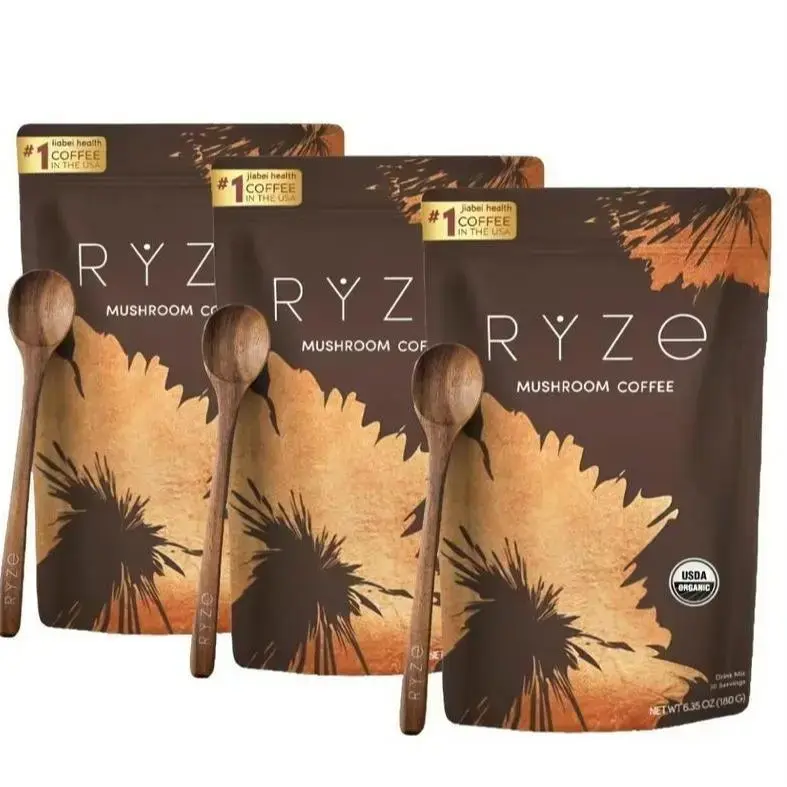 RYZE SUPERFOODS Mushroom Coffee Dark Roast, 6 Adaptogenic Mushrooms & Prebiotic Blend, Instant Coffee Supports Energy, Focus, Digestion & Immunity, Lions Mane & Turkey Tail, 30 Servings