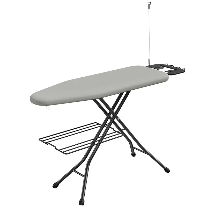 Costoffs Full-Size Foldable Steel Ironing Board - Portable, 5-Layer Thick Padding, Adjustable Height, 4-Leg Design, Cord Holder, Hanging Rack, Smooth Cover, 10.3in L × 7.5in W, Safety Lock, for Home Laundry Rooms, Bedrooms, Lightweight