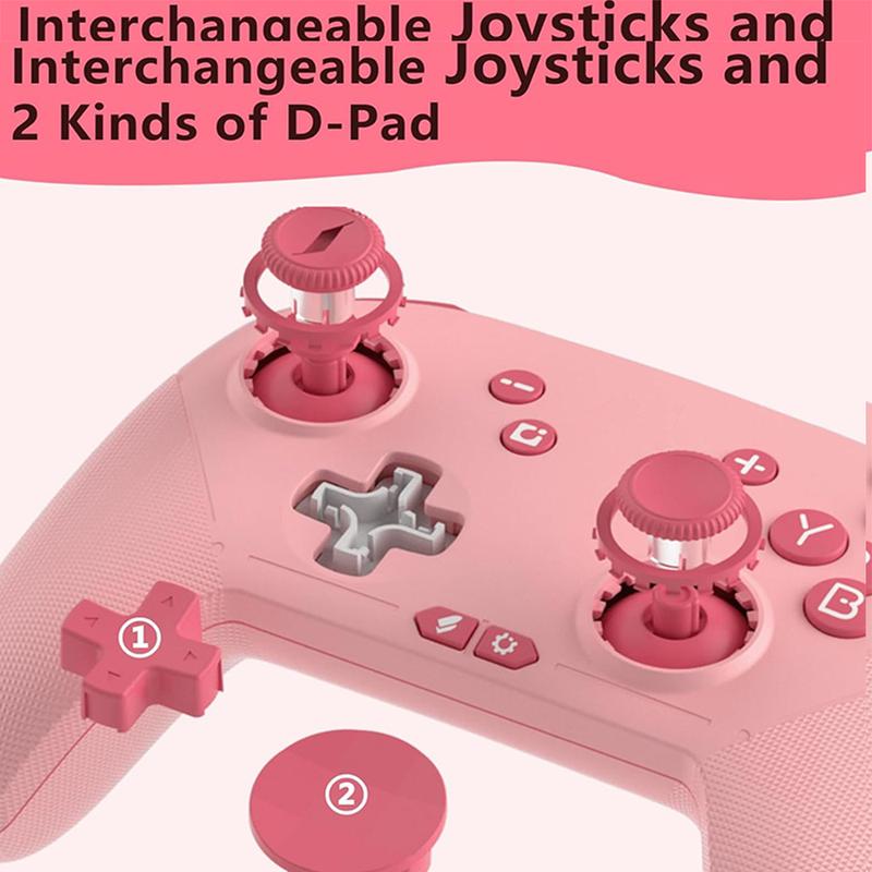 Pro Controller for Switch Gamepad with Vibration ALPS Joysticks Turbo Mechanical Buttons 6-Axis Gyroscope Pink High-Quality Vibration Experience