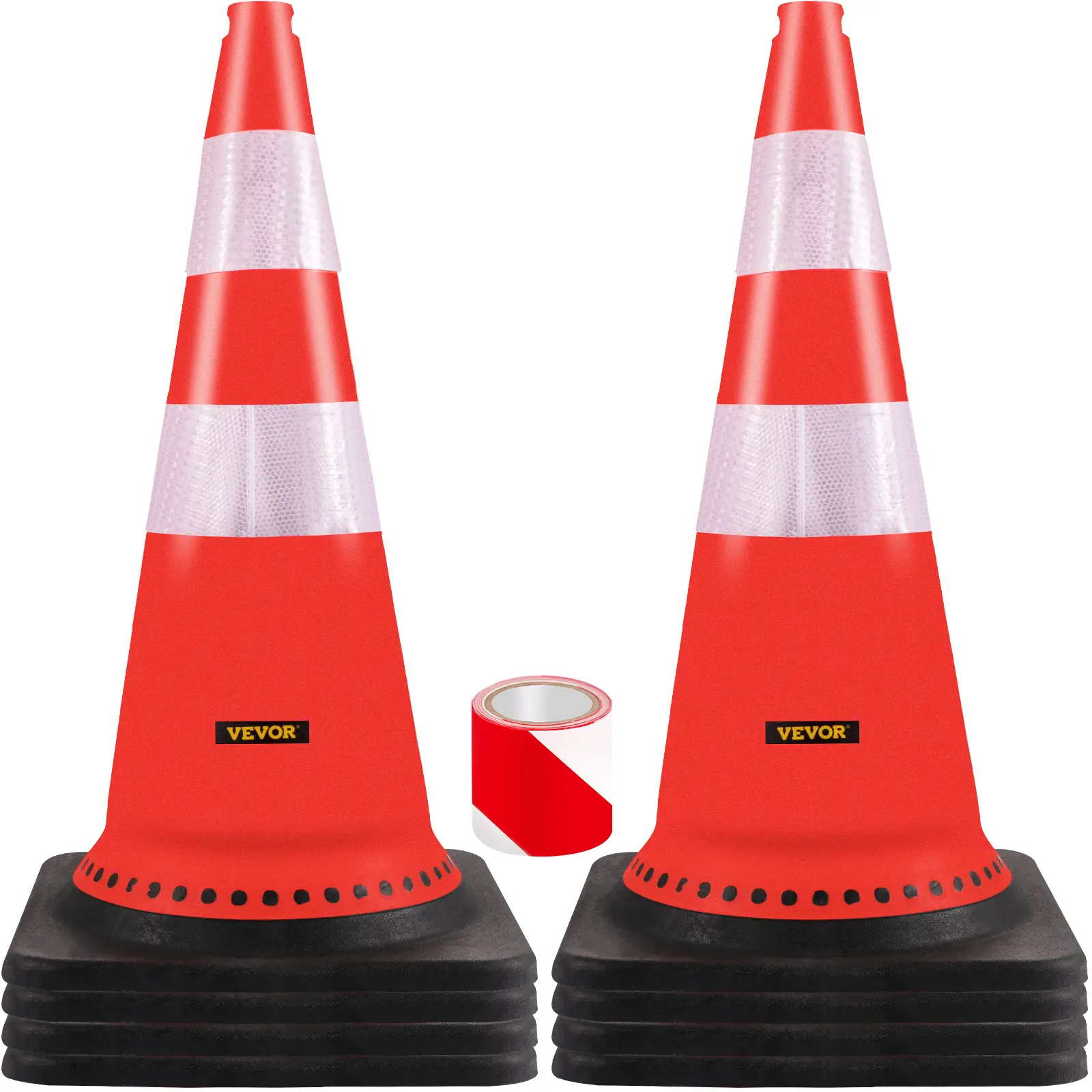 【Summerfinds】VEVOR Safety Cones 8 x 30\" Traffic ConesPVC Orange Construction ConesReflective Collars Traffic Cones with Black Weighted Base Used for Traffic ControlDriveway Road Parking and School Improvem
