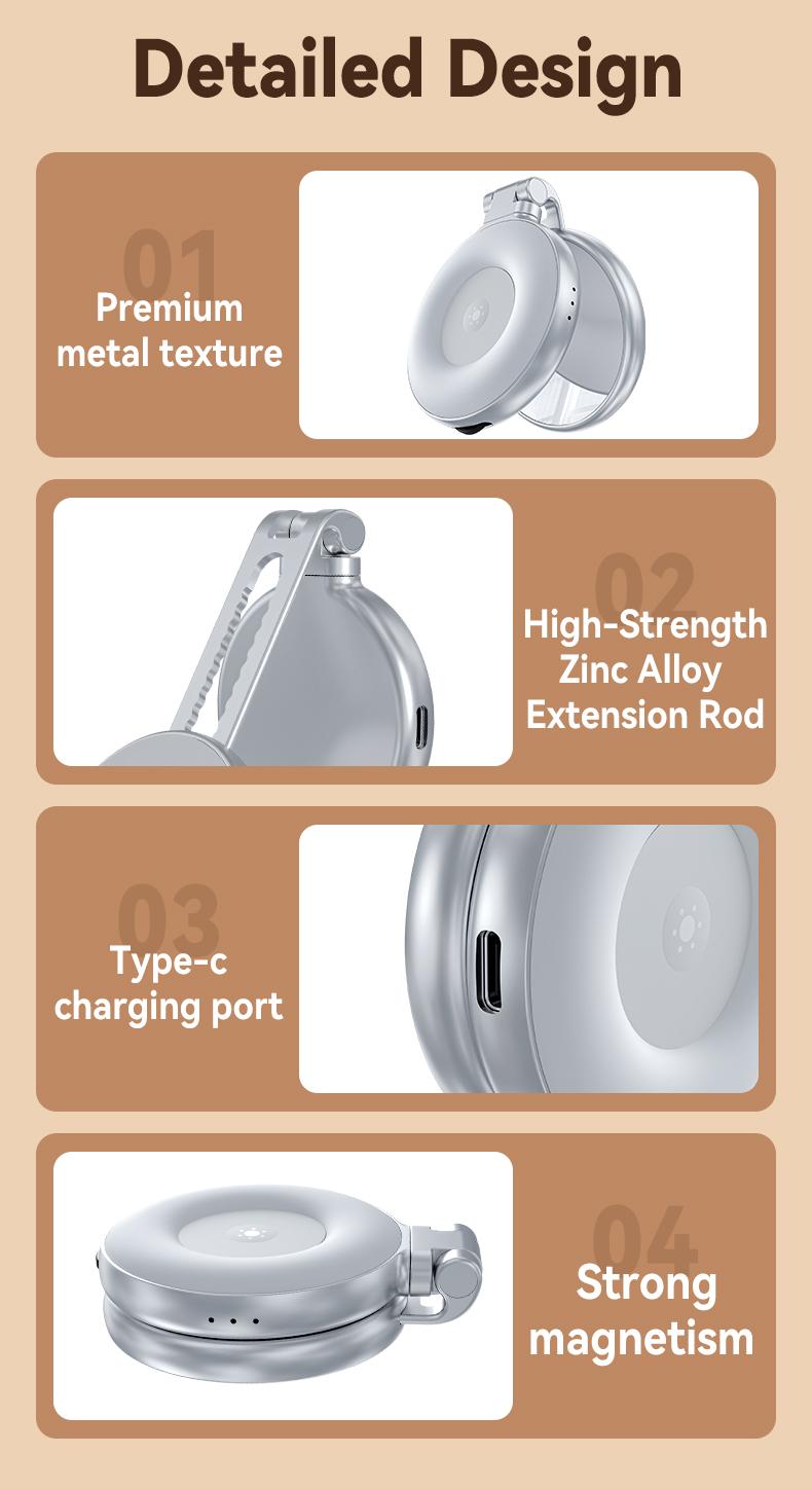 【TikTokShopStockUp】TELESIN 3-in-1 Magnetic Mirror Selfie Light –360° LED Ring Light with MagSafe, Mirror and Phone Stand, Portable Rechargeable Fill Light, 3 Color Temperatures for Makeup, Live Streaming, Video Calls, Gift, Compatible with iPhone 17