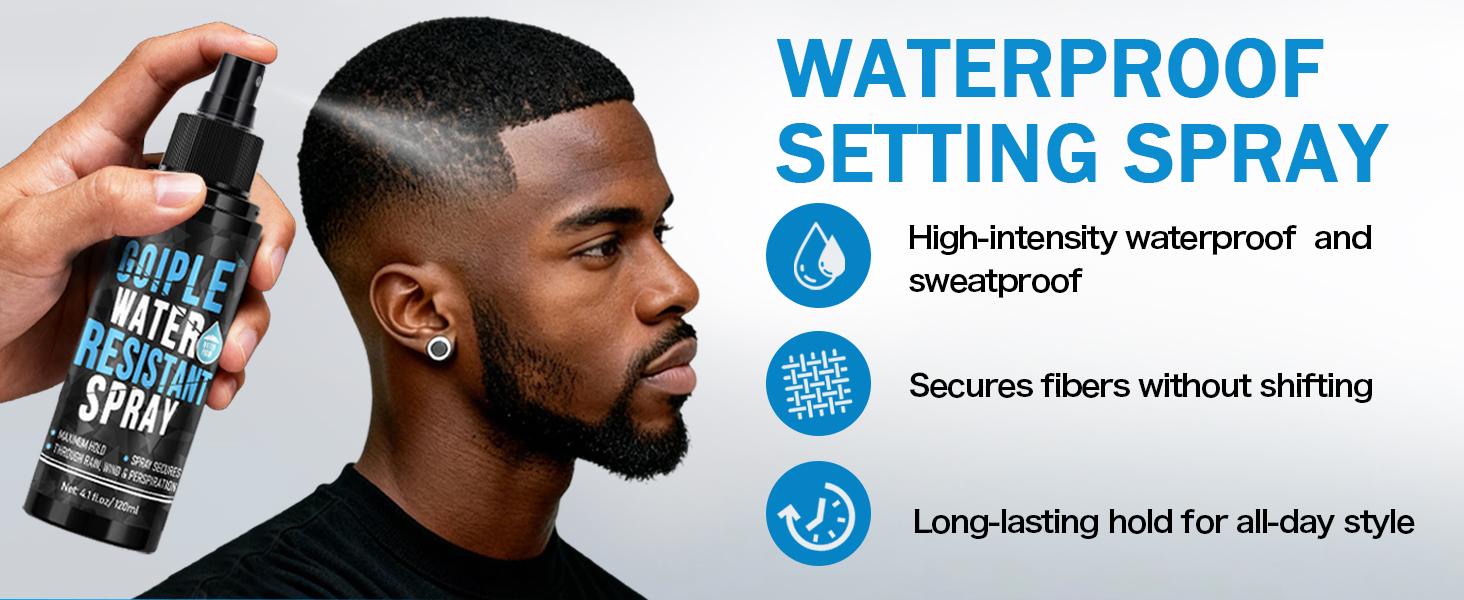 Hair Fiber Water Resistant Spray for Men - Hair Fiber Holding Sprays for Black Hairs Extra Hold - Barber Enhancement Spray for Mens Hair&Beard - Waterproof Hairline Enhancer & Volumizing Sprays