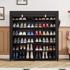 7 Tier Double Row Portable 42 Pair Shoe Rack Organizer Shelf Storage with Nonwoven Fabric Cover Shoe Cabinet for Closet Deals For You Days Water Proof 7 Tier Double Row Portable 42 Pair Shoe Rack Organizer Shelf Storage with Nonwoven Fabric Cover Shoe Cabinet for Closet Deals For You Days Water Proof