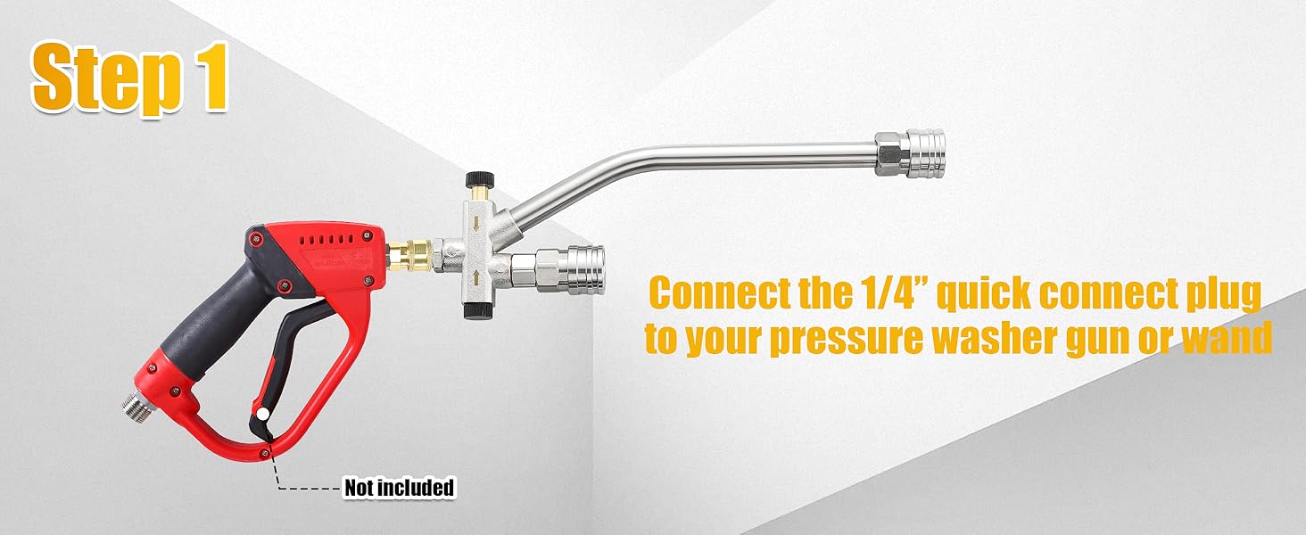 Tool Daily Foam Cannon Dual Connector Kit, Mini Foam Cannon for Pressure Washer,5 Power Washer Nozzle Tips, 1/4” Quick Connect