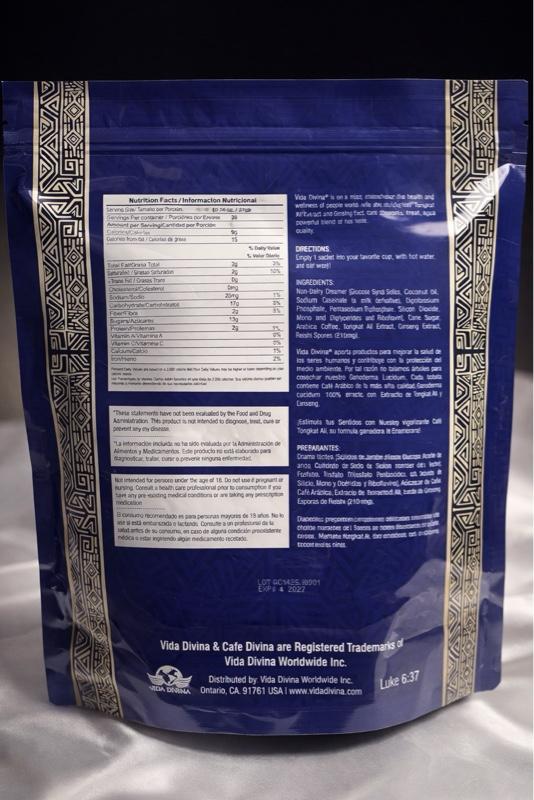 Cafe Divina Tongkat Ali Instant Coffee with Reishi 20 Sachets   210mg Reishi Extract Naturally Flavored Beverage