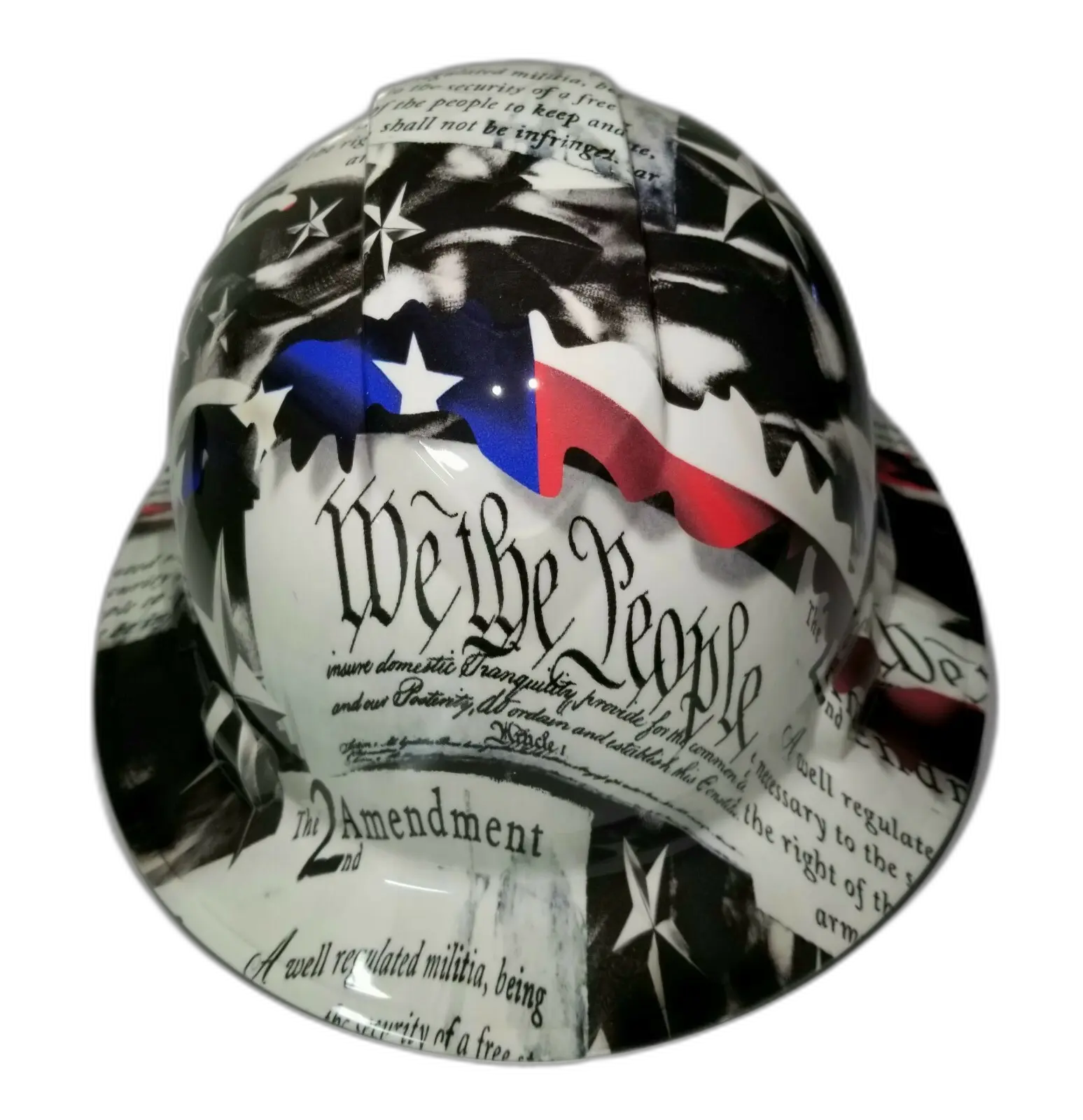 We The People 2A White Flag - Custom Hydro Dipped Full Brim Hard Hat