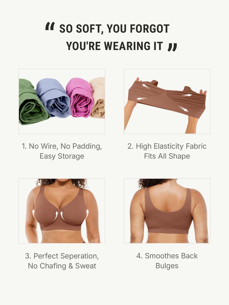 FeelinGirl Bras for Women No Underwire Seamless Light Push Up Bralette Full Coverage Comfy Everyday Bras Wide Straps Comfort Womenswear Everyday