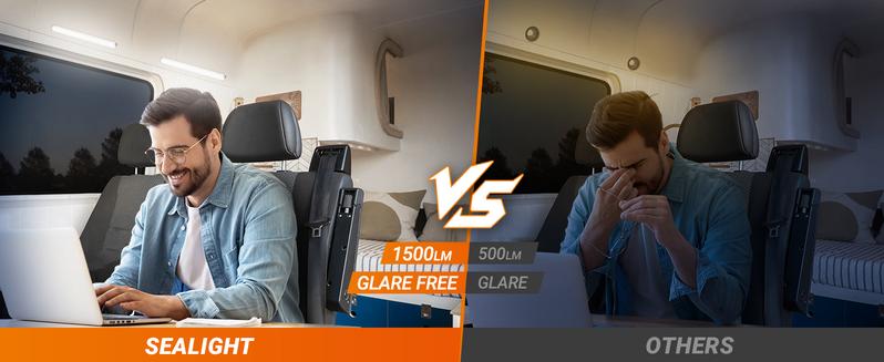 SEALIGHT 12V LED Interior Light Bar 1500LM 8W 12V LED Light Strip 6200K White Camper Lights Fixture for Truck Van RV Trailer Cargo Cabient Motorhome Lorry (Pack of 4)