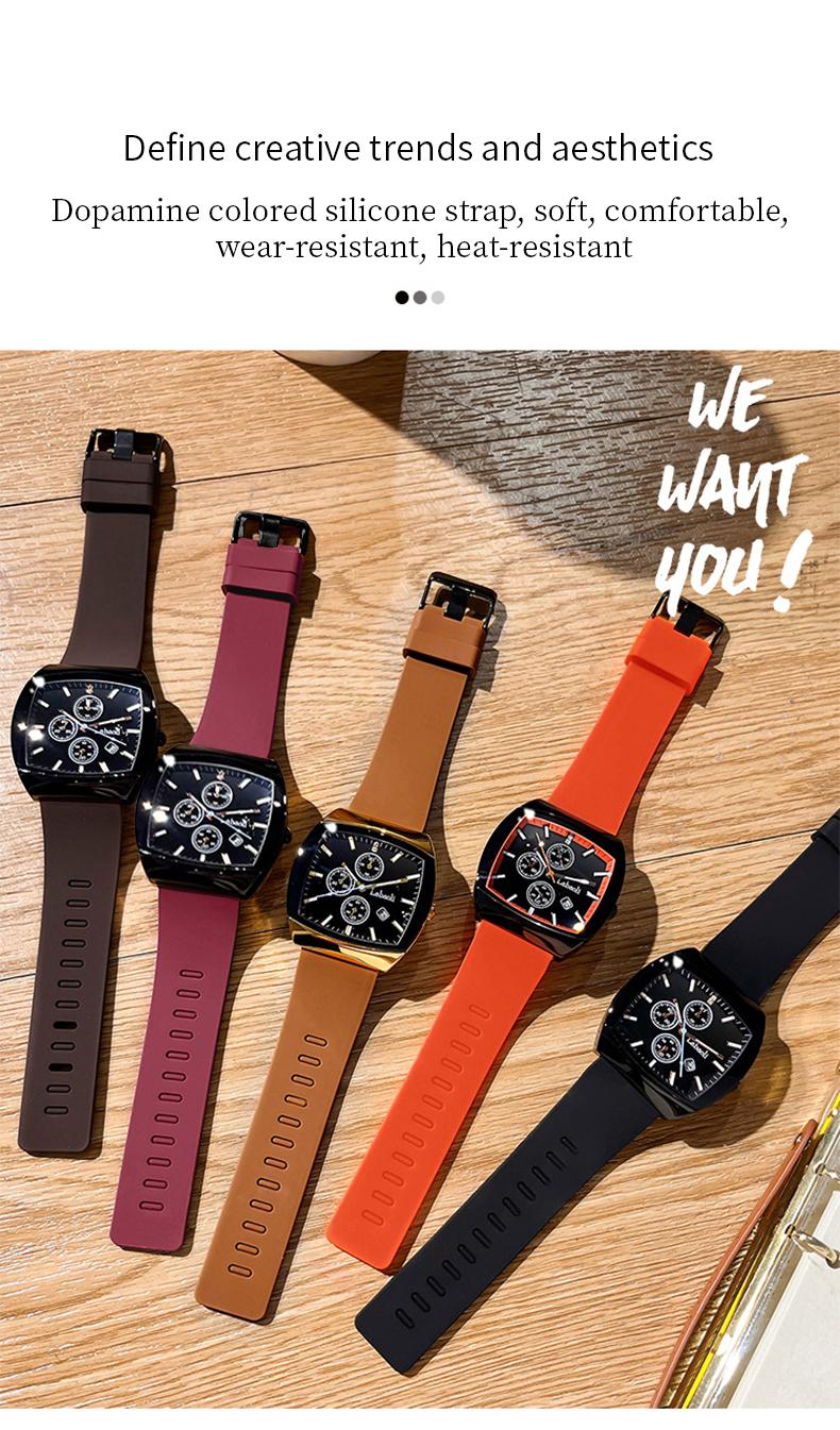 Fashionable watch TikTokShopStockUp unisex tonneau-shaped watch – a perfect combination of sport and style, featuring analog-digital dual display, multifunction design, waterproof and luminous features, and a date display.