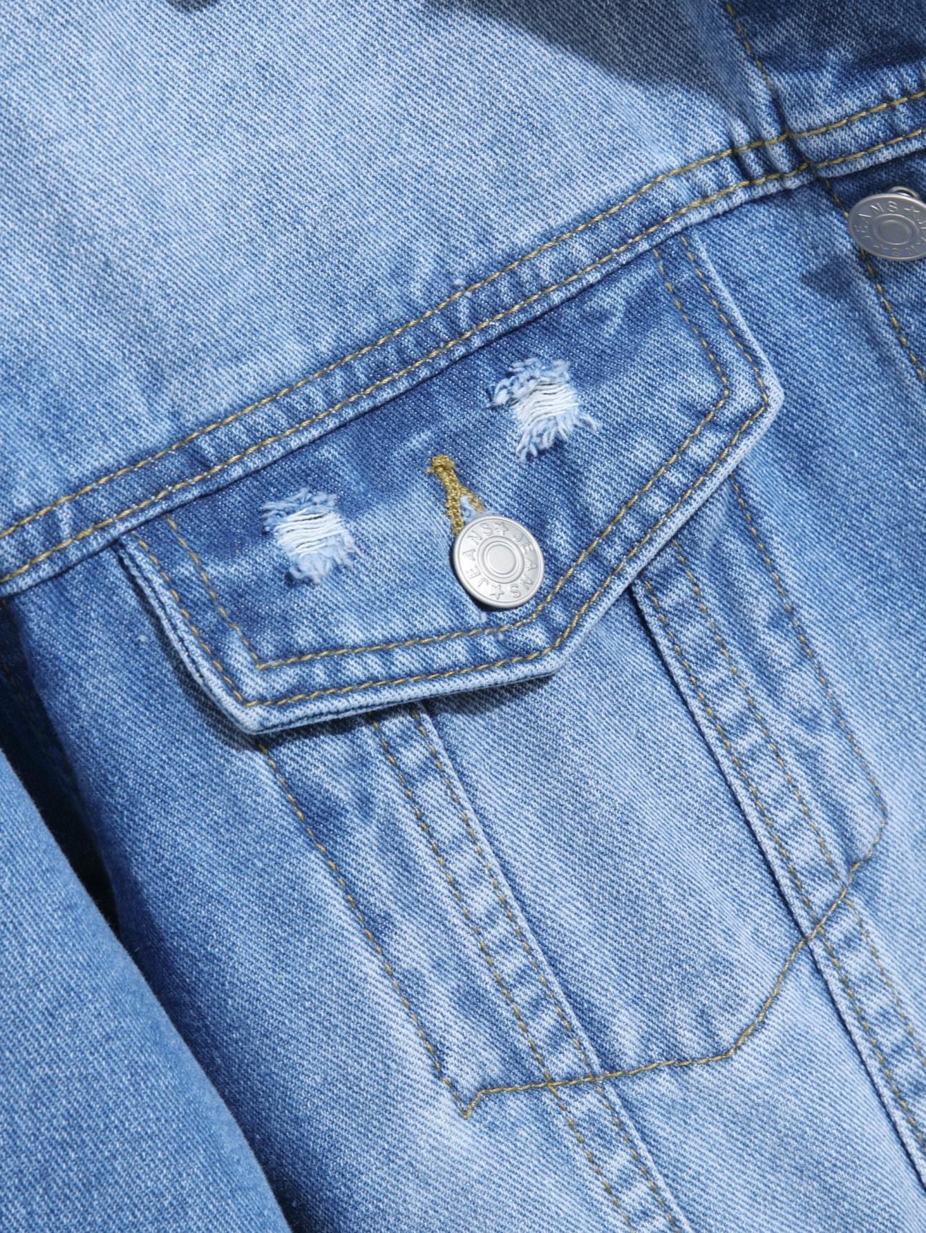 Stylish Streetwear Men Ripped Distressed Slim Denim Jacket Male Casual Jean Jacket Coat Menswear Tops Long Sleeve SpringStatements