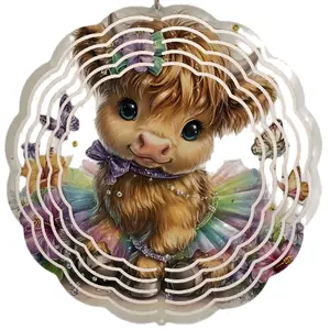 8" Highland Cow Wind Spinner
