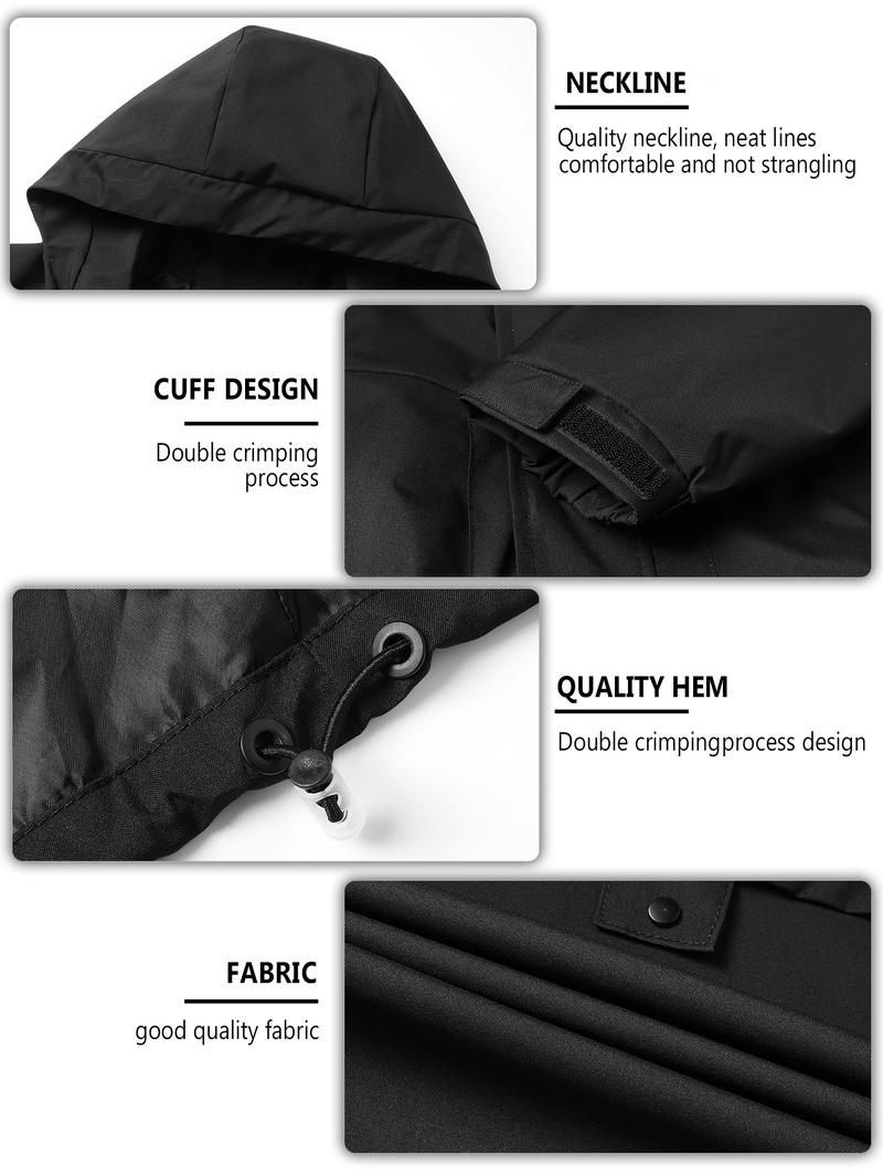 CCCMAI Men's Windbreaker Jacket with Hood Zippered Pockets & Adjustable Drawstrings Regular Fit Spring Fall Outdoor Workwear for Hiking Camping Casual Wear Hiking Gear Functional Design Durable Fabric